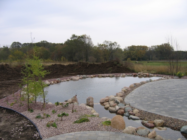 Outdoor pond installed in Ozaukee County